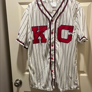 Striped White and Red adult KC monarchs Baseball Jersey